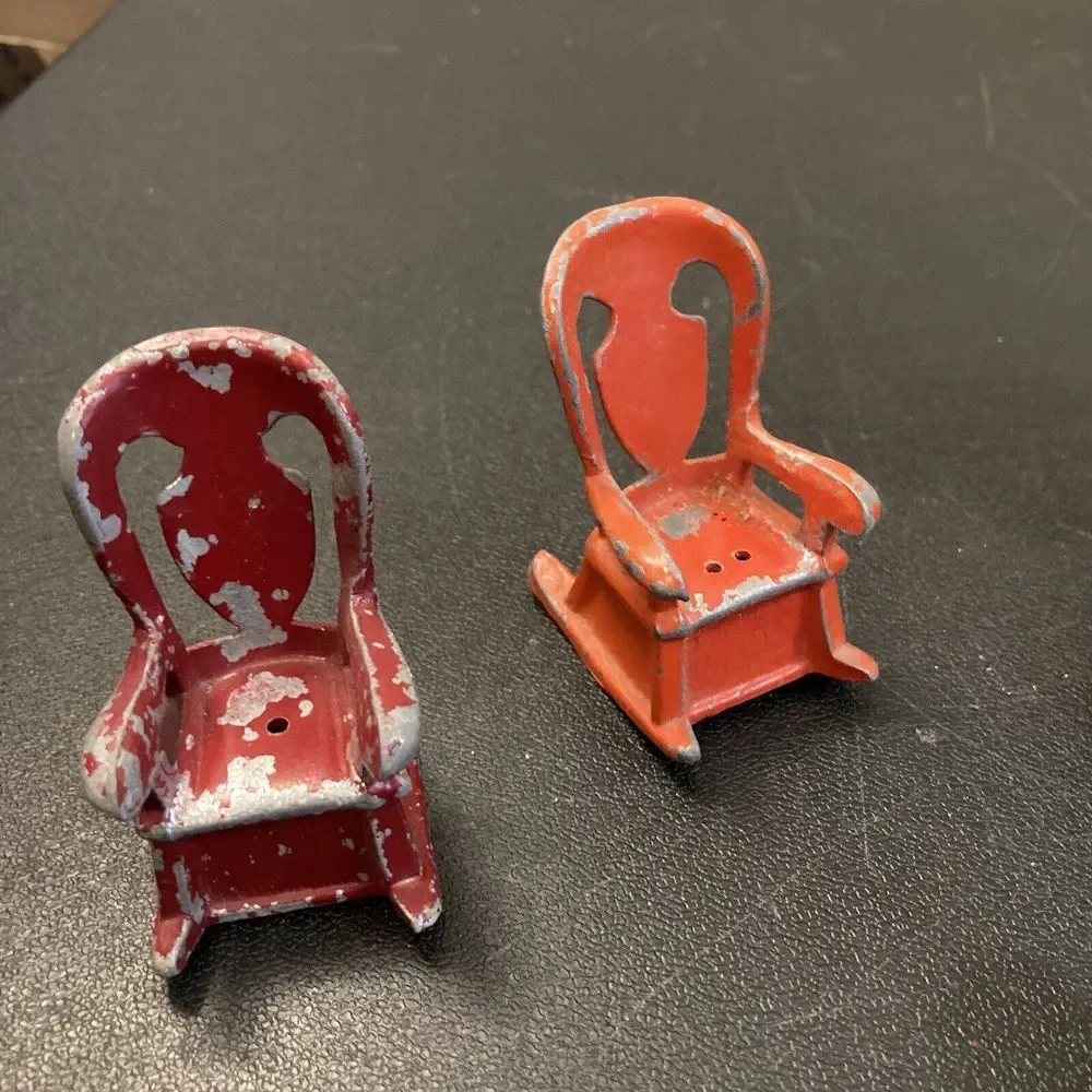 Cast Iron‎ Amish Figure Lot 11pc Couple Kids Rocking Chairs Wilton Clip PA Dutch